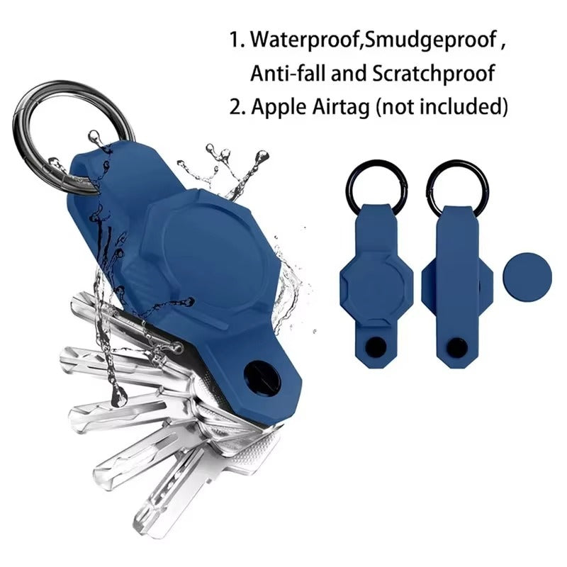 Waterproof Silicone Keychain Case for Apple AirTag – Anti-Lost Key Organizer with Screwdriver, Lightweight & Durable, Fits Up to 7 Keys
