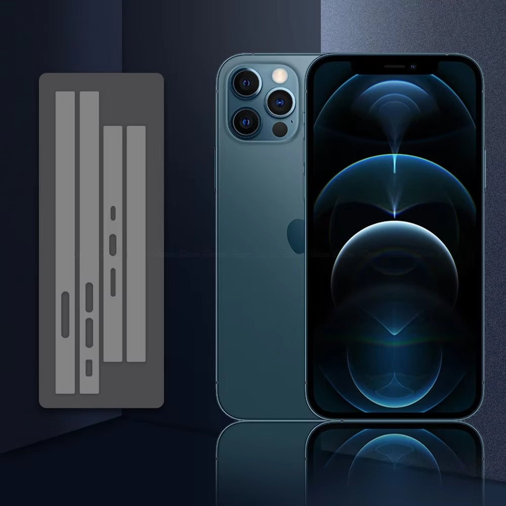 Premium Carbon Fiber Frame Protector – Transparent, Matte Edge Sticker with Hydrogel Film for iPhone Plus