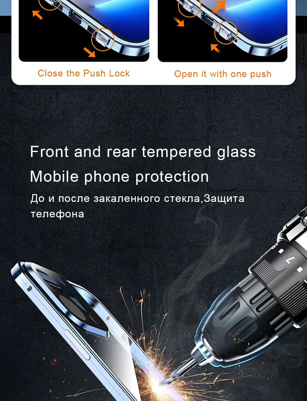 Luxury Apple iPhone Case MagSafe Compatible, Camera Lens & Screen Protection Cover with Double Glass Snap Lock Frame