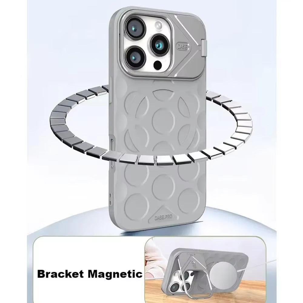 Premium Apple iPhone Case, MagSafe Compatible, Camera Lens & Screen Protection, Ultra Thin, Shockproof, Magnetic Full All Around Cover – Foldable Camera Stand Case with Wrist Strap & Magnetic Bracket