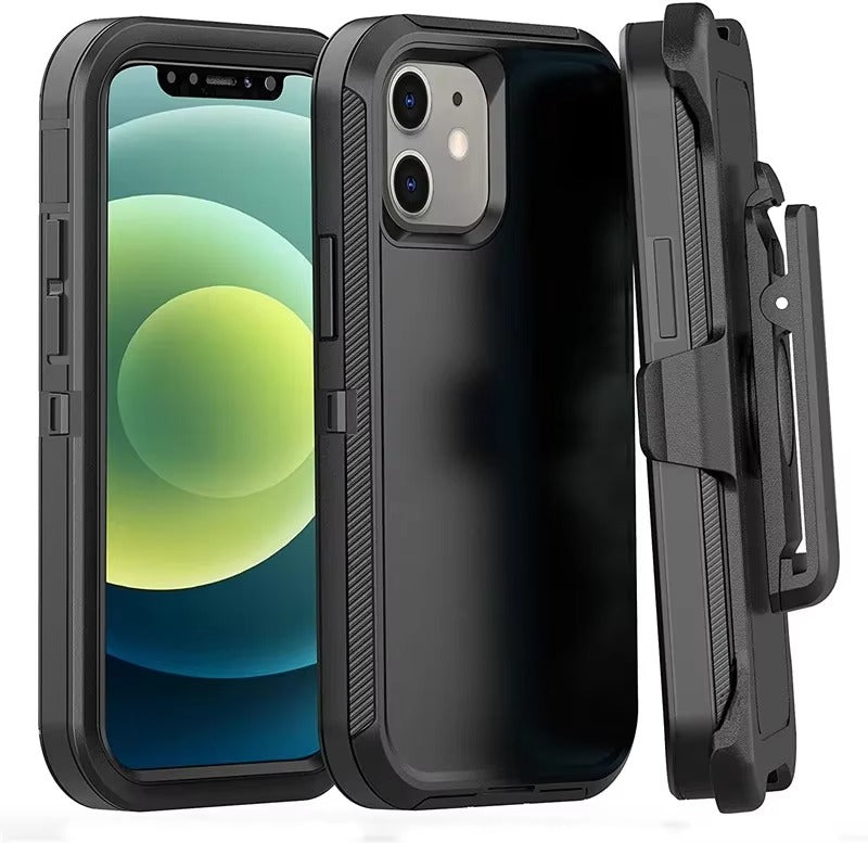 Robust Apple iPhone Case, MagSafe Compatible, Camera Lens & Screen Protection, Ultra Thin, Shockproof, Magnetic Full All Around Cover – 3-in-1 Defender Armor Rugged Case with Back Belt Clip & Full Body Protection