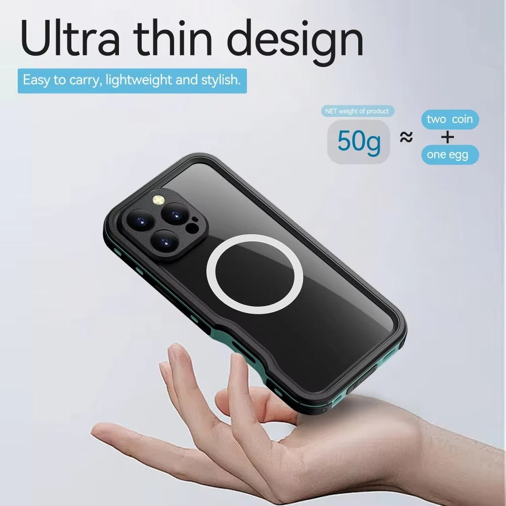 Premium Apple iPhone Case MagSafe Compatible, Camera Lens & Screen Protection, Cover with IP68 Waterproof TPU Armor