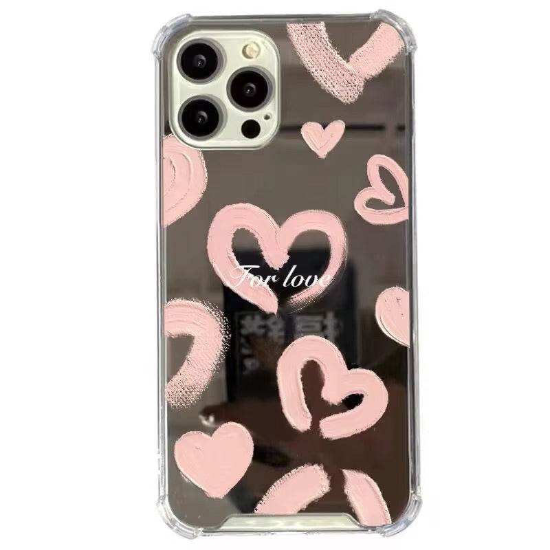 Luxury Apple iPhone Case, MagSafe Compatible, Camera Lens and Screen Protection, Ultra Thin, Shockproof, Magnetic, Full All Around Protection, Heart Mirror Girl Cover