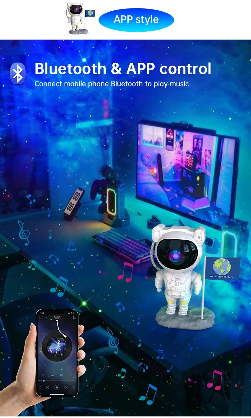 Luxury Astronaut Star Projector Night Light – 360° Adjustable Galaxy Lamp with Remote, Nebula LED Mood Light, Bedroom Ceiling Sky Decor for Kids Gift