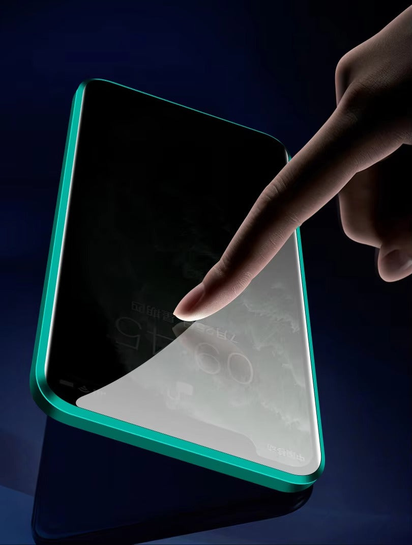 Premium Apple iPhone Case, MagSafe Compatible, Camera Lens & Screen Protection, Ultra Thin, Shockproof, Magnetic Full All Around Cover – Anti-Peeping Tempered Glass Case with Magnetic Metal Bumper & Privacy Protection