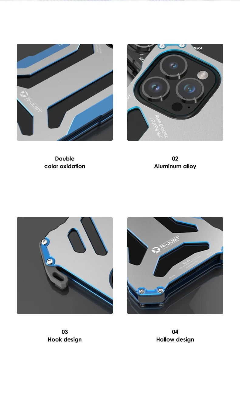 High Quality Apple iPhone Case, MagSafe Compatible, Camera Lens & Screen Protection, Ultra Thin, Shockproof, Magnetic Full All Around Cover – Hard Aluminum Metal Case with Shockproof Protection & Durable Design