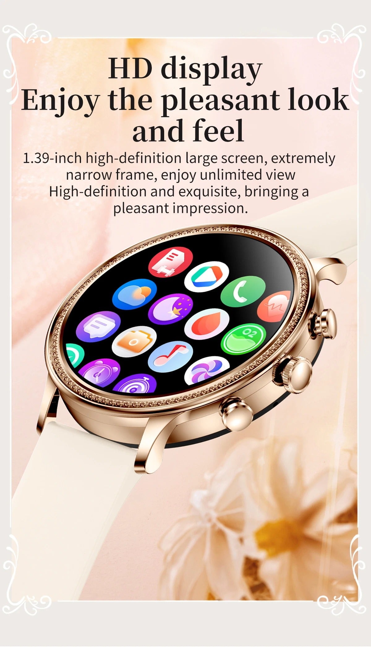 Luxury Women's Smartwatch with Bluetooth Calling – 1.39" HD Display, Heart Rate & SpO2 Monitor, Sleep Tracking, Menstrual Reminder, Fitness Watch Waterproof