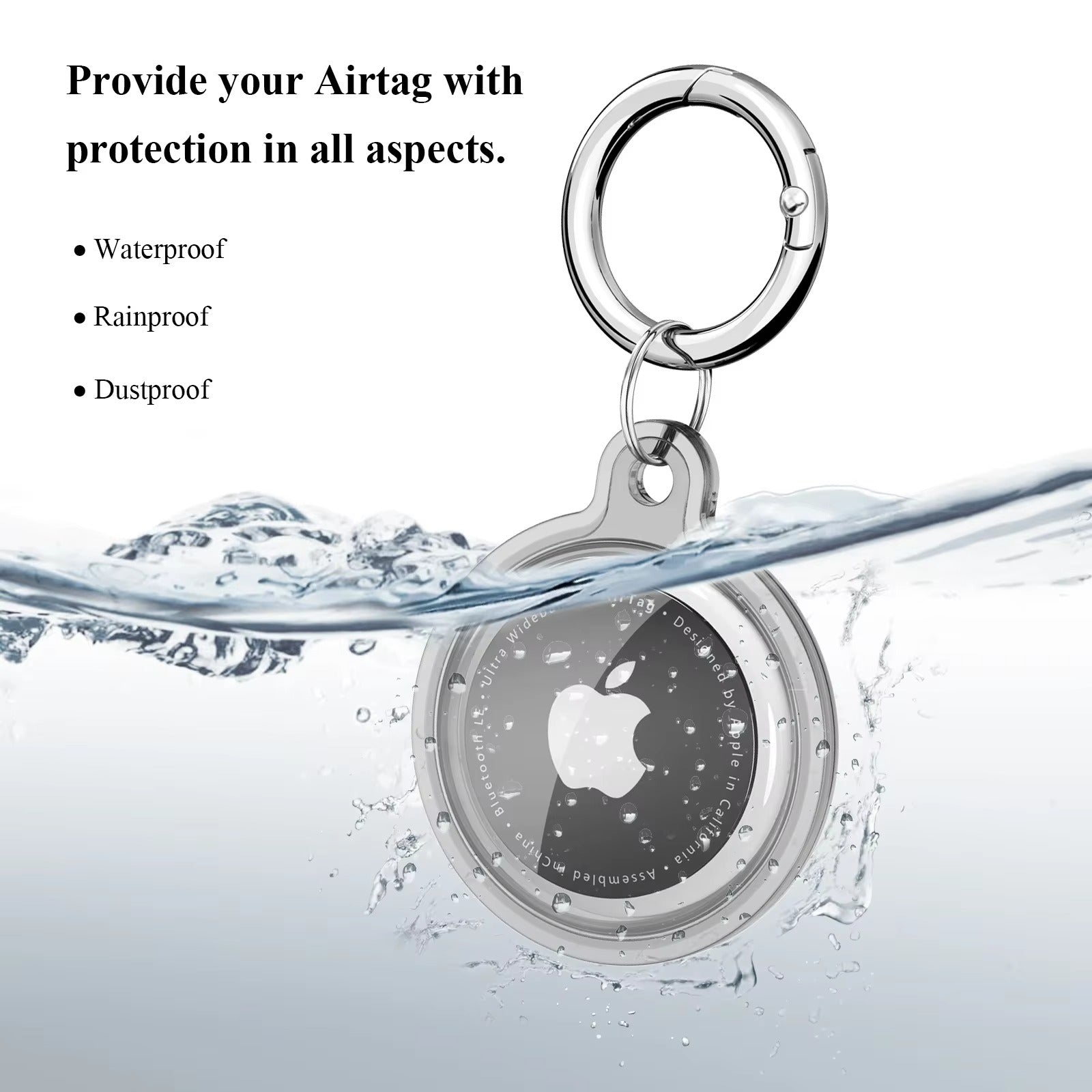 Premium Transparent Waterproof TPU AirTag Case – Full Protective Shell with Anti-Lost Keychain, Shockproof Pet Collar Tracker Cover