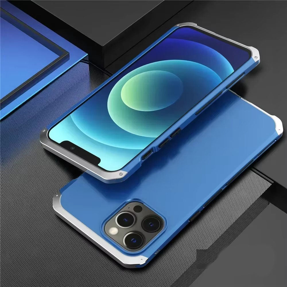 Robust Apple iPhone Case, MagSafe Compatible, Camera Lens & Screen Protection, Ultra Thin, Shockproof, Magnetic Full All Around Cover – Shockproof Metal Armor Case with Aluminum + PC Shell for Rugged Durability