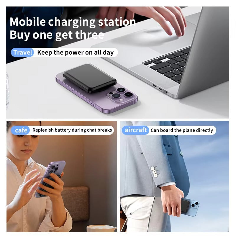 Premium, 10000mAh Magnetic Wireless Power Bank – PD Fast Charging, Portable Battery Source for iPhone, Apple Watch, AirPods