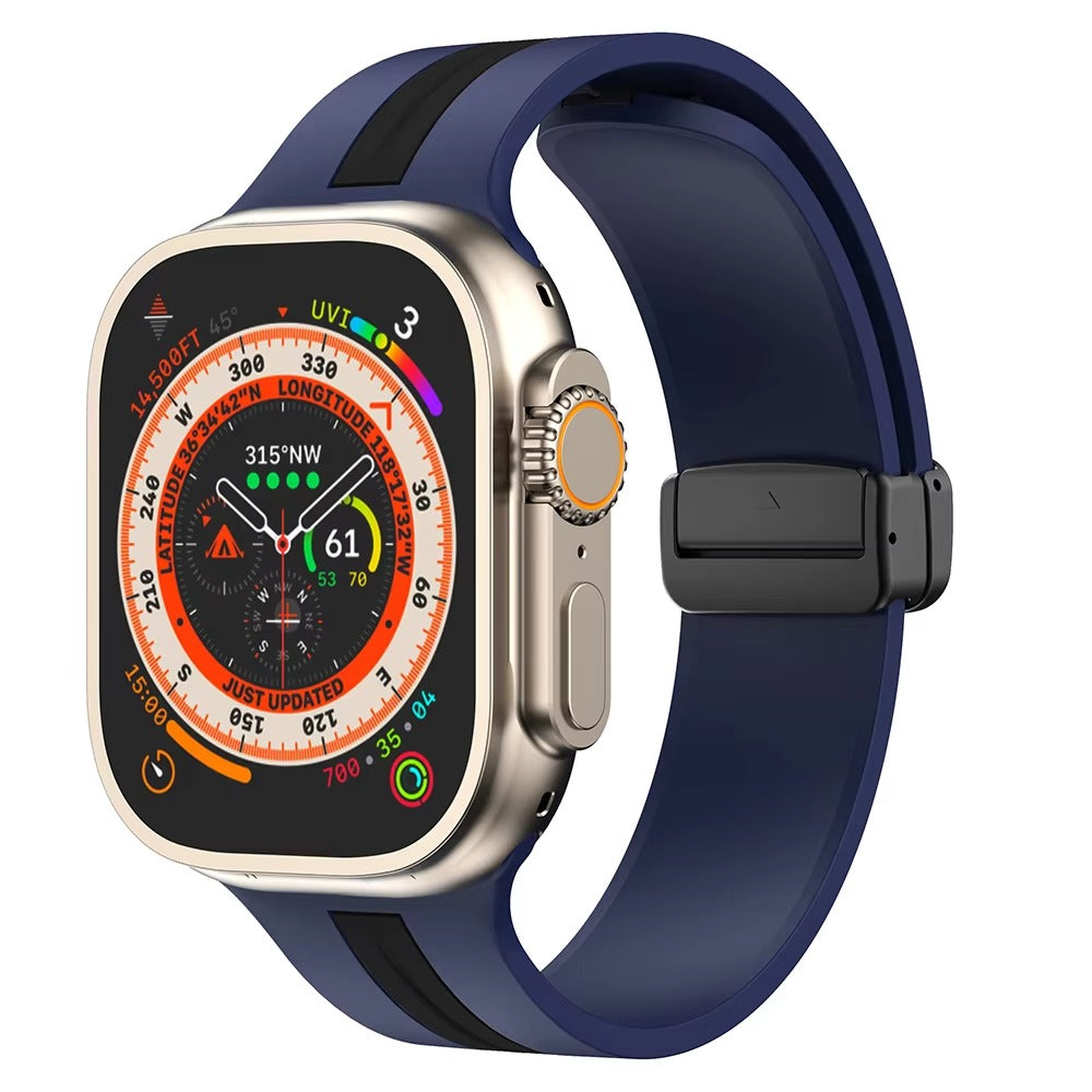 Magnetic Silicone Smartwatch Strap – Breathable Replacement Band with Snap Closure, Compatible with 38mm to 49mm Watches