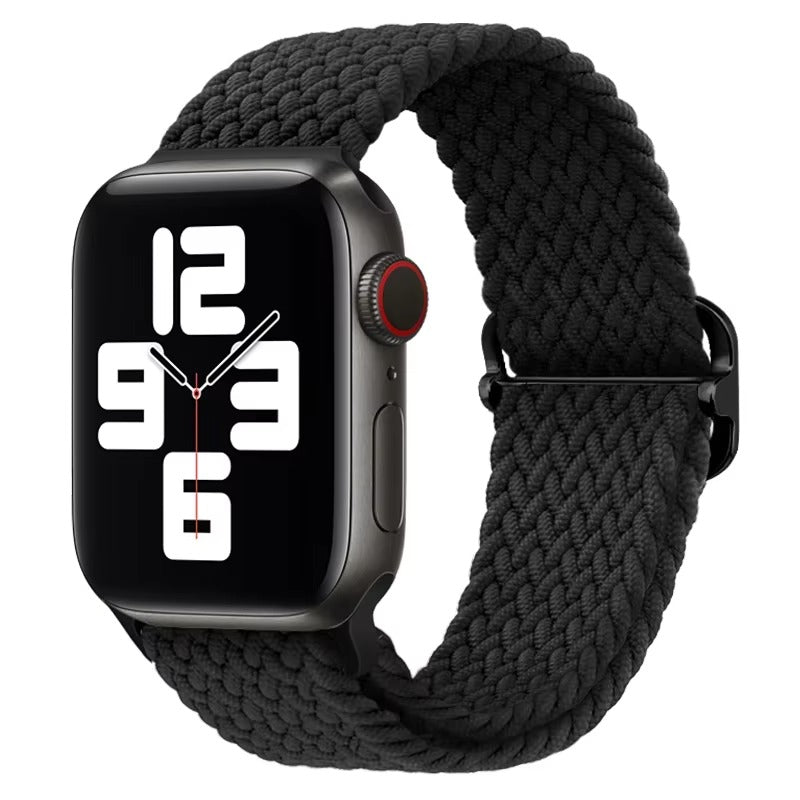 Premium Nylon Braided Solo Loop for Apple Watch – Adjustable Elastic Strap, Breathable Band for 40mm to 46mm Apple