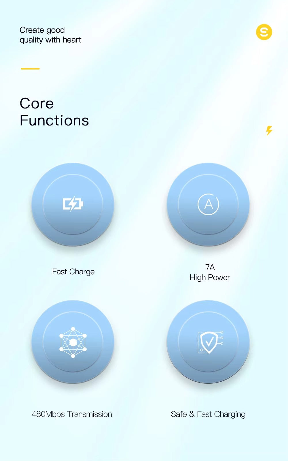 High Power 7A USB-A to USB-C Fast Charging Cable – 80W/100W Quick Charge Cord, 480Mbps Data Sync, Durable Aluminum Braided Wire, 0.5m 1m 2m 3m Options