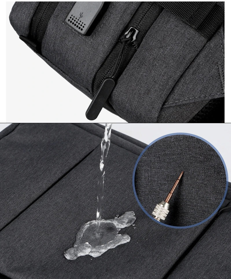 High Quality Waterproof Laptop Backpack for Men, Expandable USB Charging Bag, Business Travel School Rucksack
