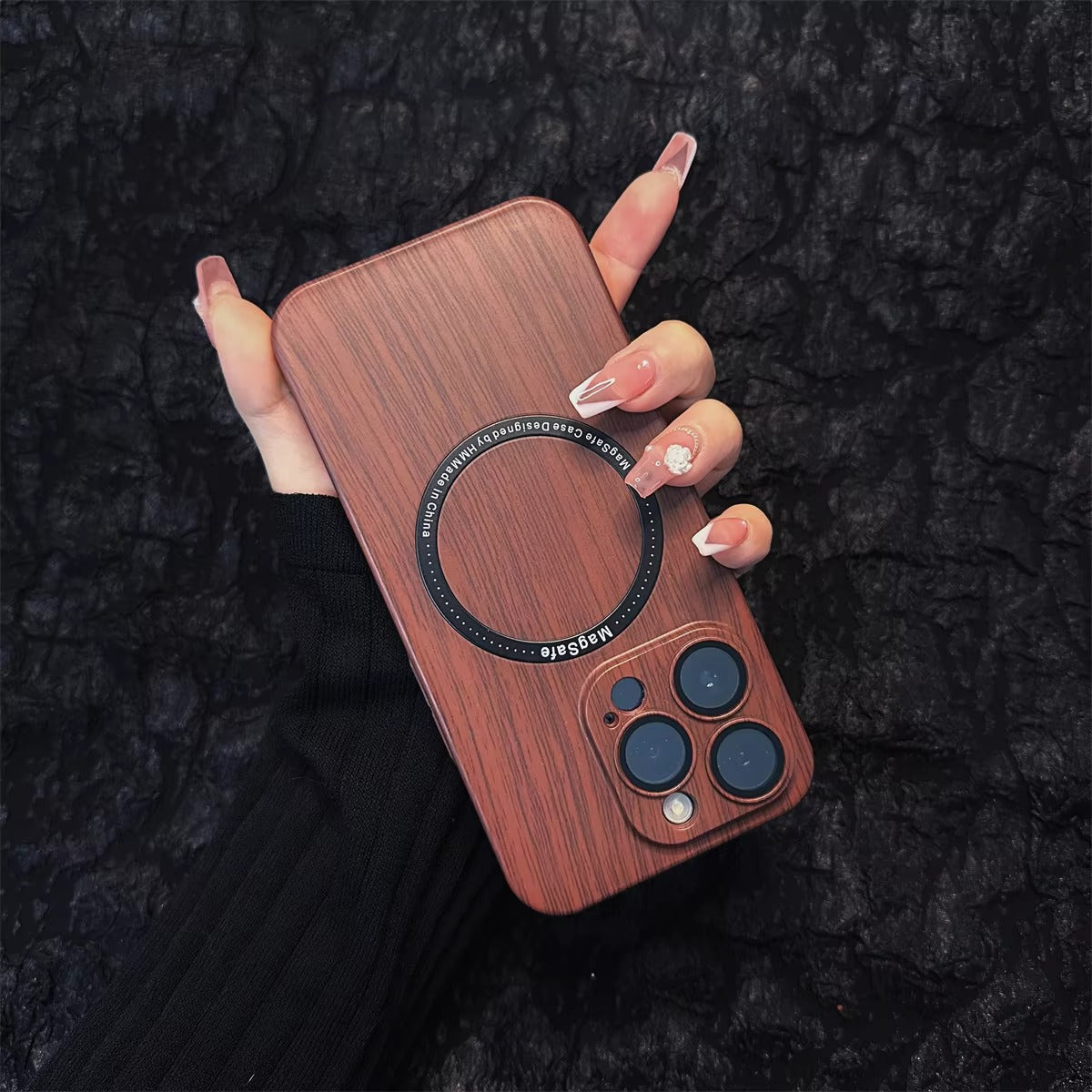 Premium Apple iPhone Case, MagSafe Compatible, Camera Lens and Screen Protection, Ultra Thin, Shockproof, Magnetic, Full All Around Protection, Wood Pattern Plastic Cover