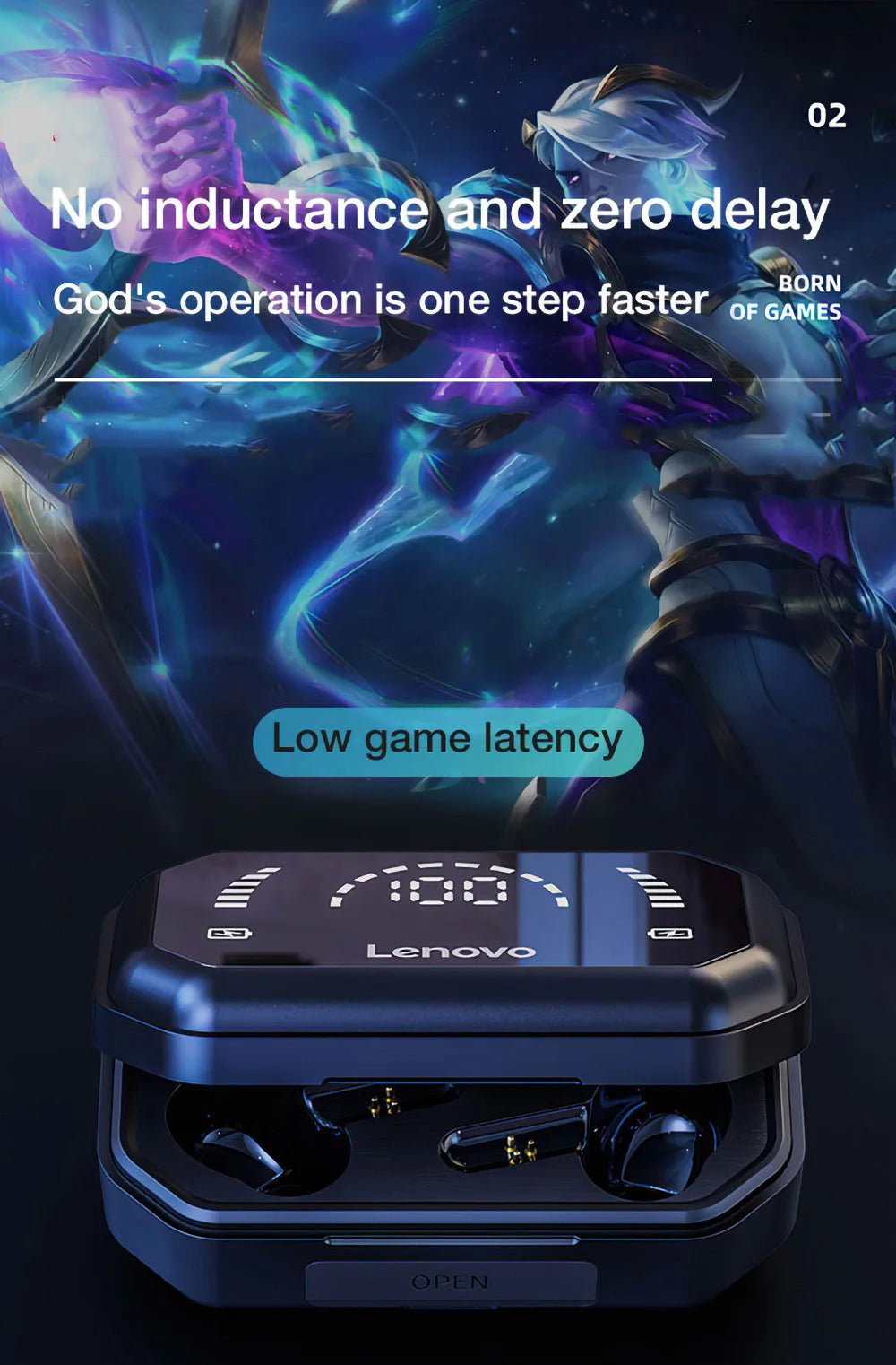 Premium TWS Bluetooth 5.0 Earbuds for iPhone Headset with LED Display, 1200mAh Charging Case Noise Reduction, and Gaming Mode