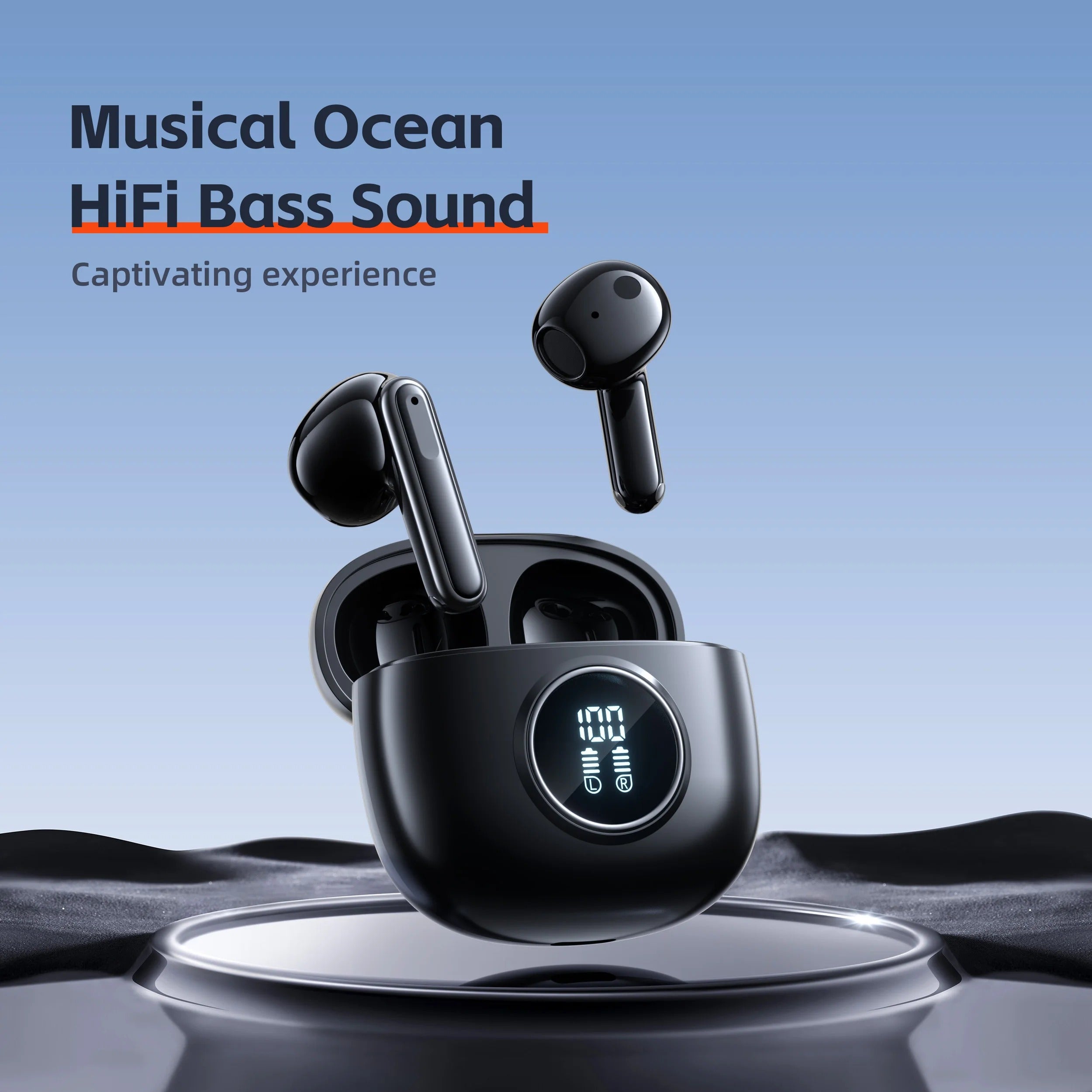 High Quality TWS Bluetooth 5.3 Earphones – 13mm Driver, 4 Mic ENC, Touch Control, LED Display, HiFi Bass, 28H Battery, Waterproof Wireless Headphones