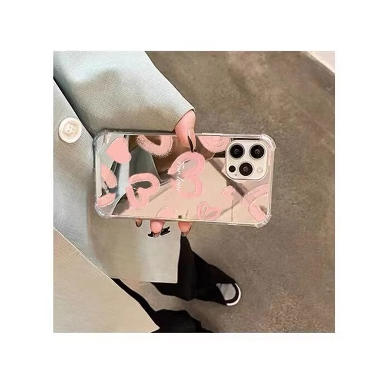 Luxury Apple iPhone Case, MagSafe Compatible, Camera Lens and Screen Protection, Ultra Thin, Shockproof, Magnetic, Full All Around Protection, Heart Mirror Girl Cover