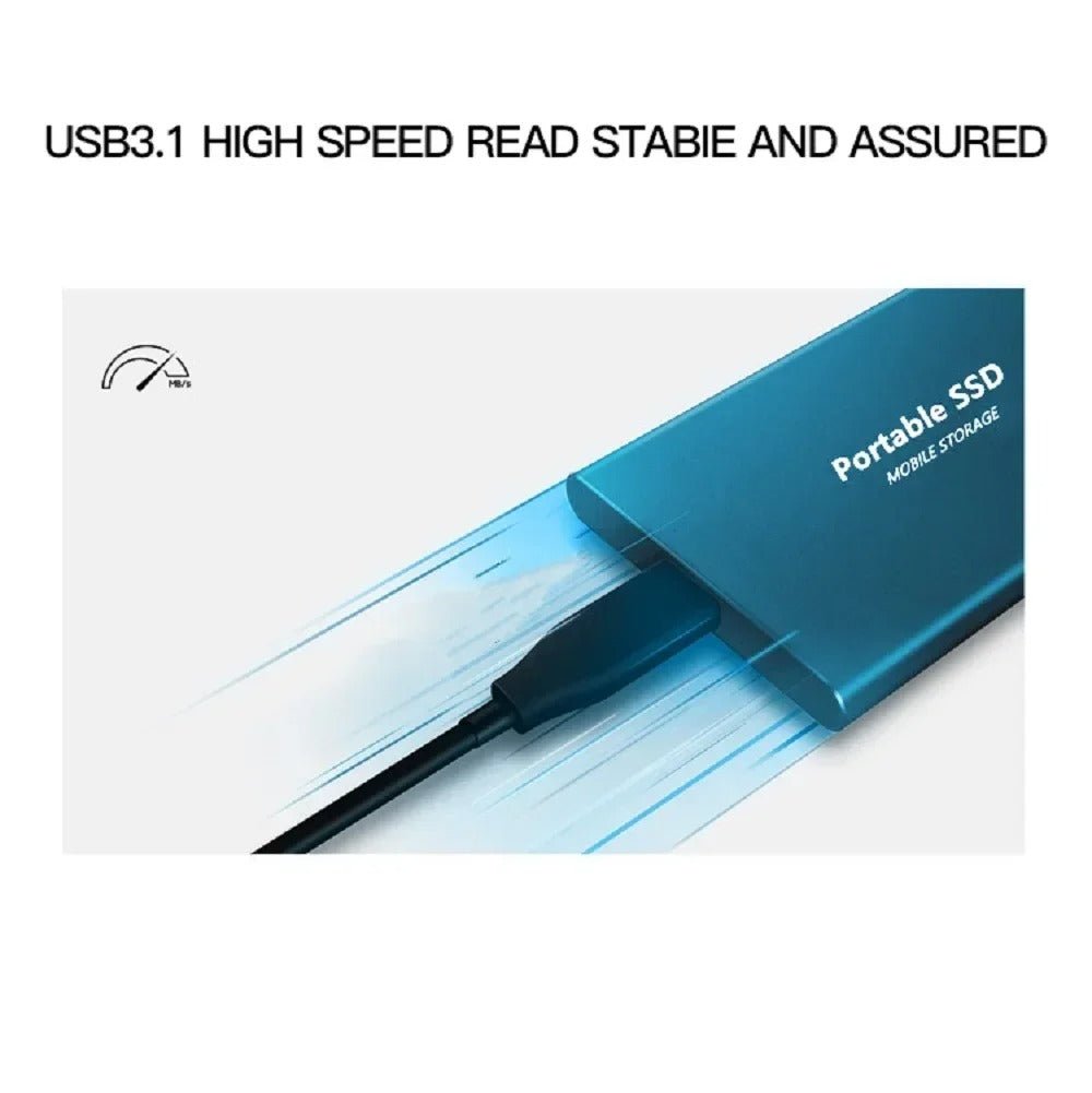 High-Speed External SSD 1TB 2TB – Portable USB 3.1 Solid State Drive, Ultra Slim, Shockproof, Waterproof, Type-C & USB Compatible for Mac/Windows PCs