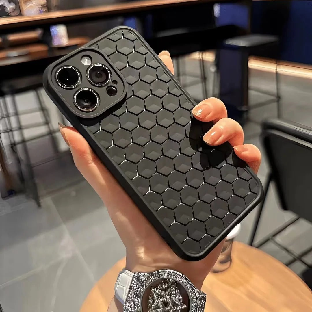 High Quality Apple iPhone Case, MagSafe Compatible, Camera Lens & Screen Protection, Ultra Thin, Shockproof, Magnetic Full All Around Cover – Mesh Honeycomb Silicone Case with Breathable Cooling & Heat Dissipation Design