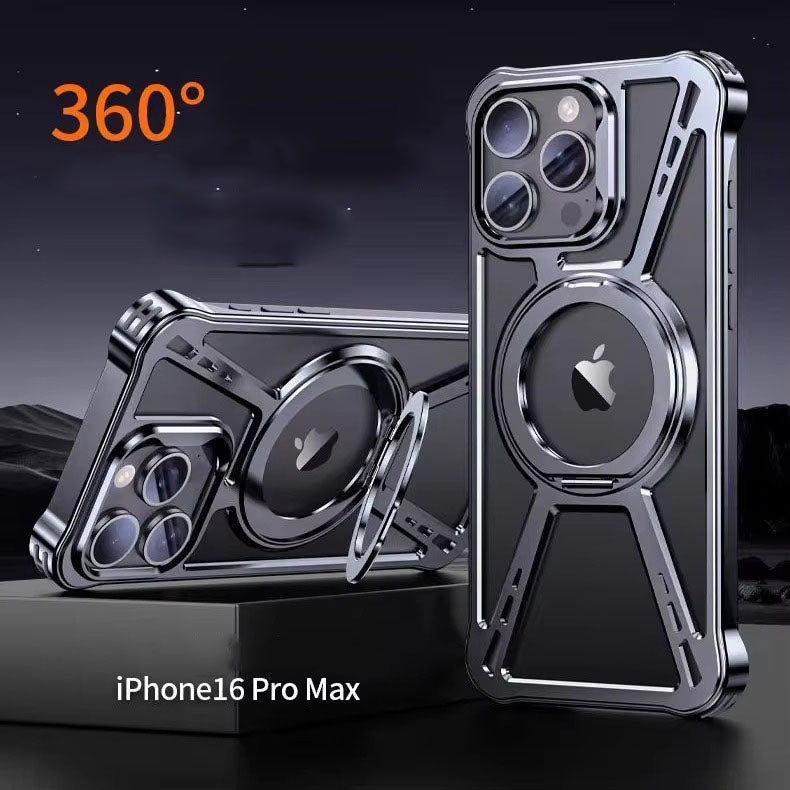 High Quality Apple iPhone Case, MagSafe Compatible, Camera Lens & Screen Protection, Ultra Thin, Shockproof, Magnetic Full All Around Cover – Aluminum Alloy Anti-Fall Case with Invisible Bracket & Metal Frame Design