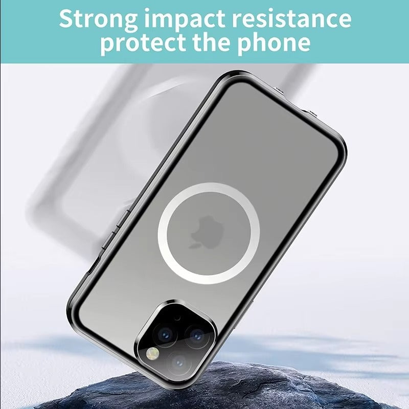 Premium 360° Glass Apple iPhone Case, MagSafe Compatible, Ultra Thin Magnetic Shockproof Full Protection