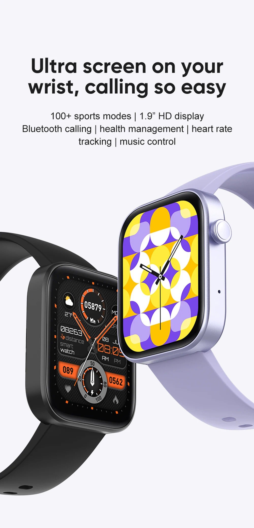 Luxury Bluetooth Calling Smartwatch – 1.9" HD Display, Health Monitor, IP68 Waterproof, Heart Rate & SpO2 Tracker, Fitness Watch with Voice Assistant