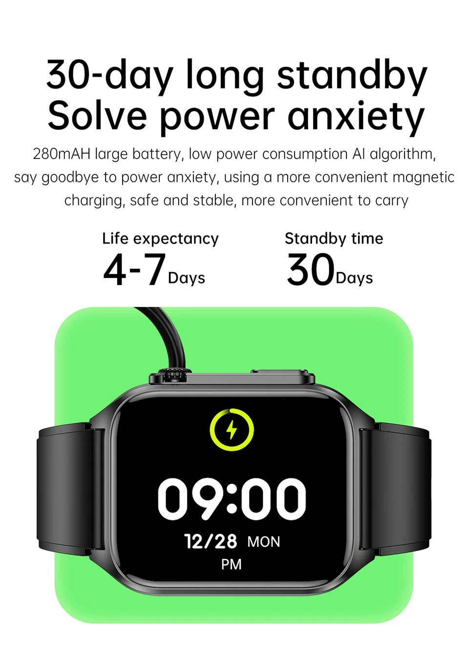 Premium Health Smartwatch for iPhone – Non-Invasive Blood Glucose Monitor with ECG+PPG, AI Voice Assistant, Bluetooth Calling