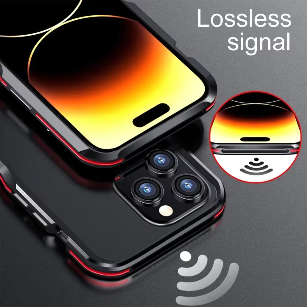 Luxury Apple iPhone Case, MagSafe Compatible, Camera Lens & Screen Protection, Ultra Thin, Shockproof, Magnetic Full All Around Cover – Aviation Aluminum Metal Frame Bumper Case with Sleek Protective Design