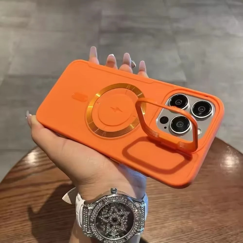 Premium Apple iPhone Case, MagSafe Compatible, Camera Lens & Screen Protection, Ultra Thin, Shockproof, Magnetic Full All Around Cover – Soft Silicone Case with Wrist Strap, Magnetic Lanyard & Lens Stand Bracket