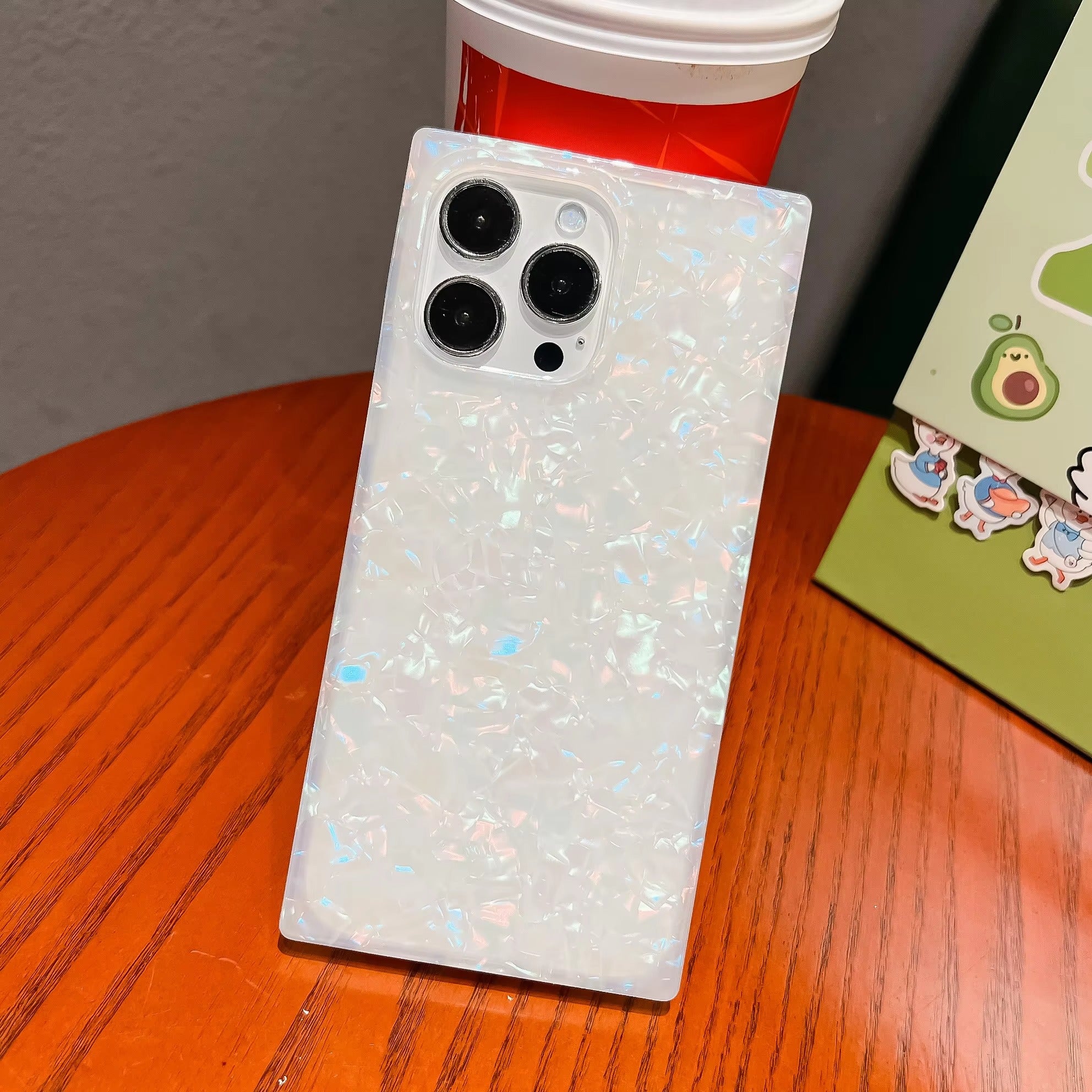 Luxury Apple iPhone Case, MagSafe Compatible, Camera Lens & Screen Protection, Ultra Thin, Shockproof, Magnetic Full All Around Cover – Colorful Abalone Mother of Pearl Case with Slim Rectangle Edge & Soft Silicone Design