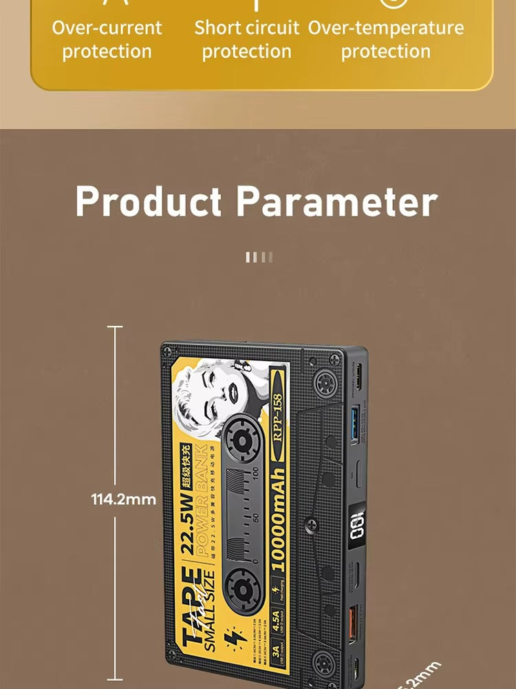 Premium 10000mAh Portable Power Bank – PD18W QC22.5W Two-Way Fast Charging, Digital Display, Compact Mobile Battery for Apple Huawei Xiaomi