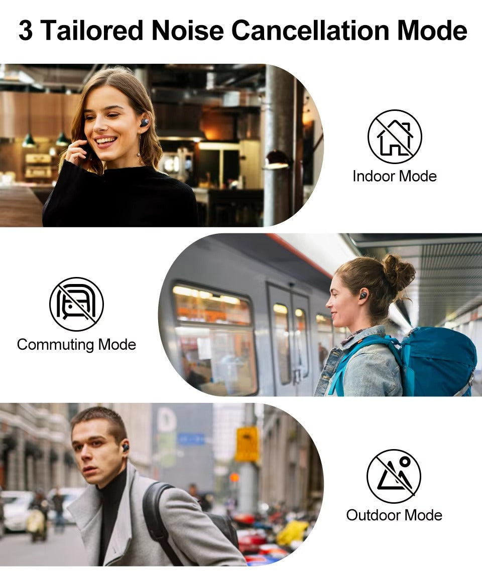 Premium Wireless Earbuds with ANC, 40dB Noise Cancelling, Bluetooth 5.0 TWS HiFi Headphones with 6 Mics, AI HD Calling,