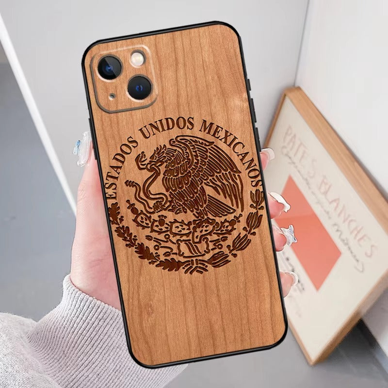 Luxury Apple iPhone Case, MagSafe Compatible, Camera Lens Protection, Screen Protection, Artistic Wood Cover