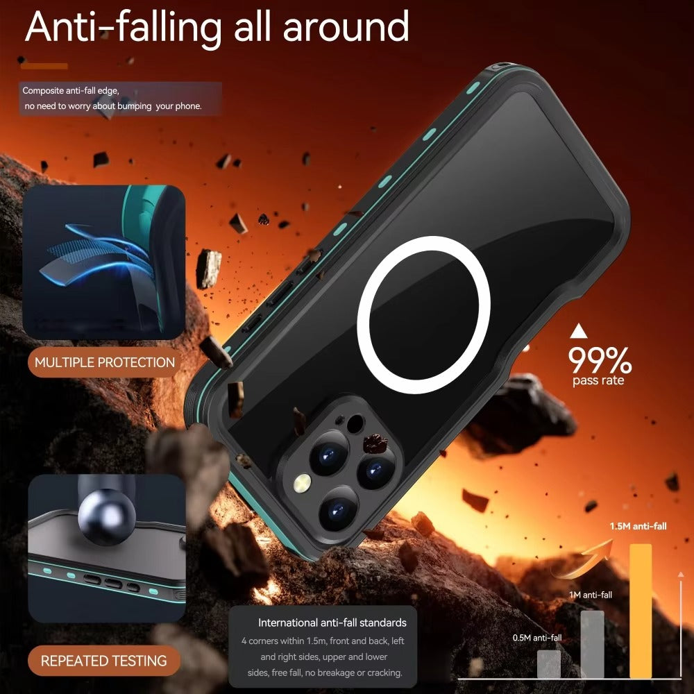 Premium Apple iPhone Case MagSafe Compatible, Camera Lens & Screen Protection, Cover with IP68 Waterproof TPU Armor