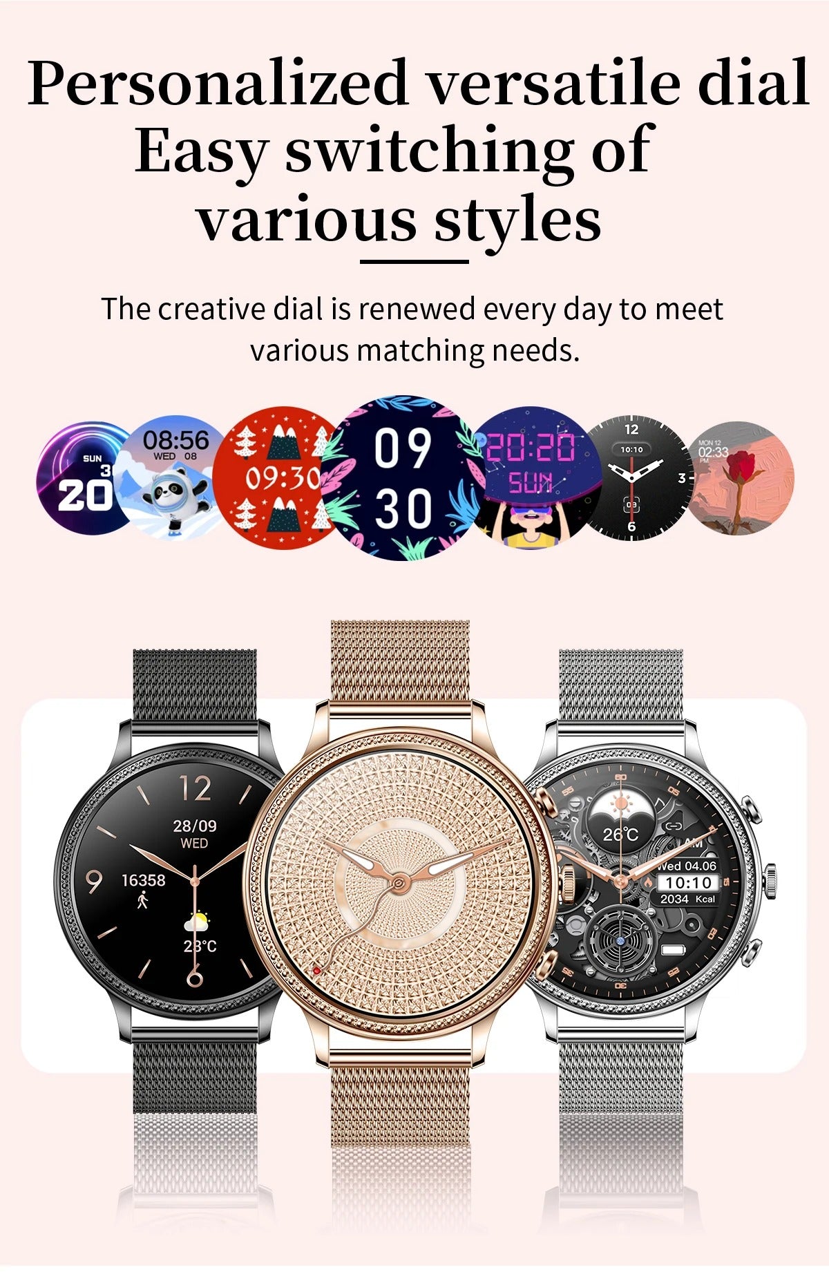 Luxury Women's Smartwatch with Bluetooth Calling – 1.39" HD Display, Heart Rate & SpO2 Monitor, Sleep Tracking, Menstrual Reminder, Fitness Watch Waterproof