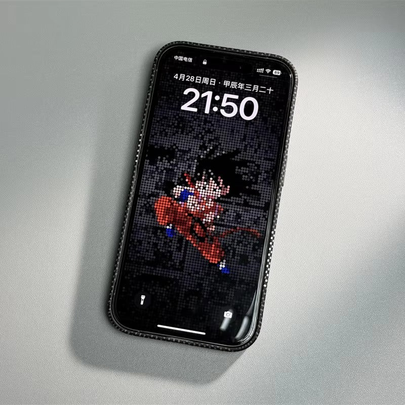 Luxury Apple iPhone Case, MagSafe Compatible, Camera Lens & Screen Protection, Ultra Thin, Shockproof, Magnetic Full All Around Cover – Matte Carbon Magnetic Slim Case with Stand, Lens Guard & Cloud Pattern Design