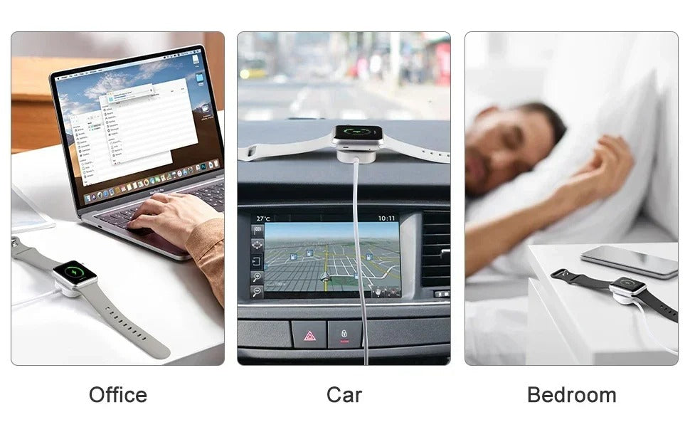 High-Quality Magnetic Wireless Charger for Apple Watch – USB-A & USB-C Cable, Fast Charging Dock with Strong Magnetic Force, Fireproof PC Material, Safe Charging