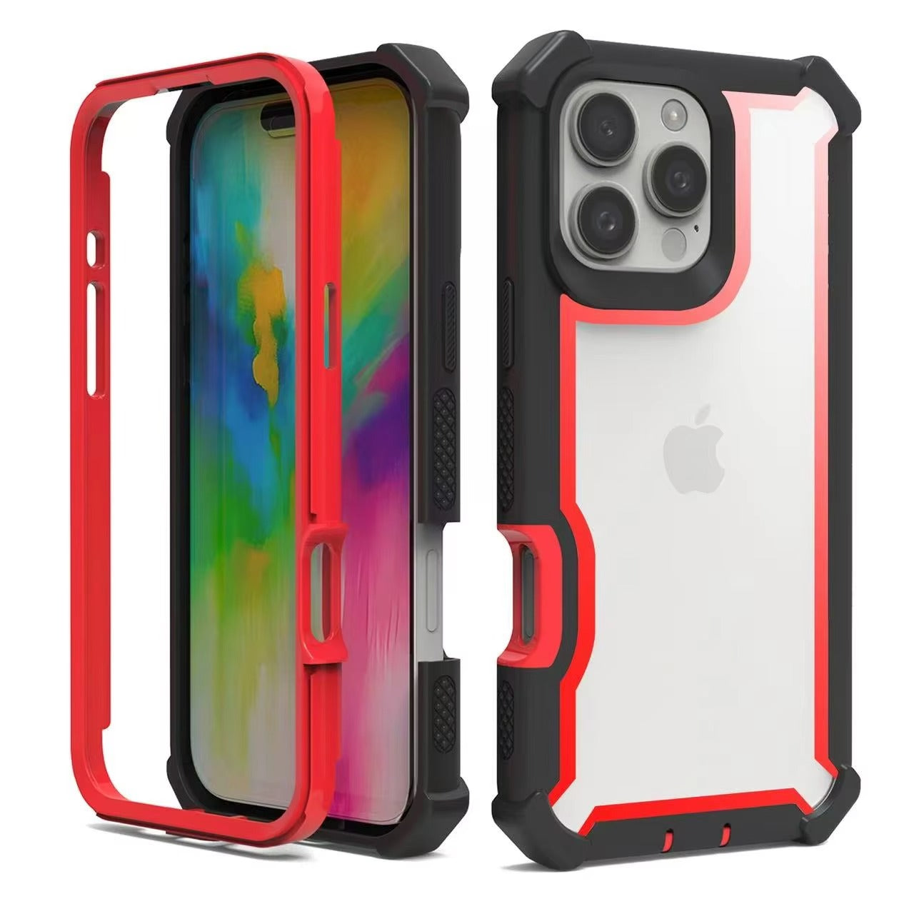 Robust Apple iPhone Case, MagSafe Compatible, Camera Lens & Screen Protection, Ultra Thin, Shockproof, Magnetic Full All Around Cover – Rugged Hybrid TPU Case with Transparent Silicone Back & Hard PC Bumper Frame