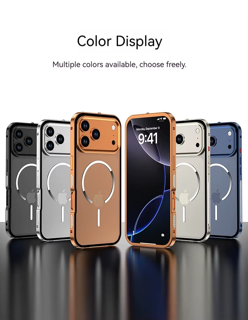Premium Aluminum Alloy Frame iPhone Case – MagSafe Compatible Magnetic Protective Cover with Frosted Matte Back and Raised Camera Lens Guard
