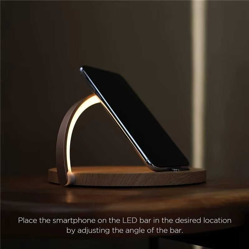 Multifunction 3 in 1 Wireless Charging Station – 10W Fast Charger Pad with LED Desk Lamp, Touch Night Light and Adjustable Stand for iPhone and Samsung