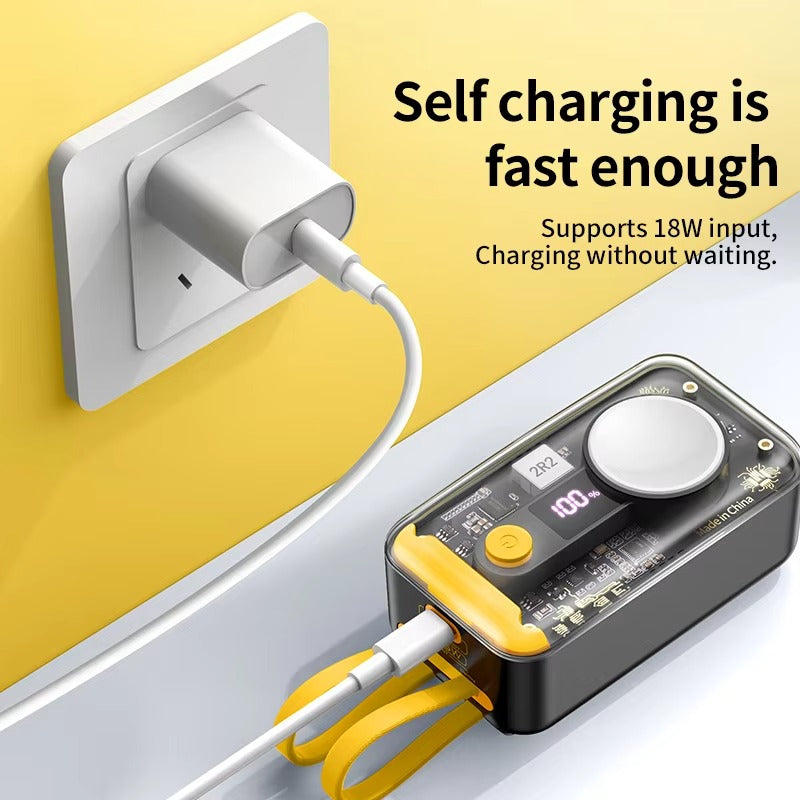 Premium, 10000mAh Wireless Power Bank with Built-in Cable – PD 20W Fast Charging Battery Source for Apple Watch S1–S9, iPad Air