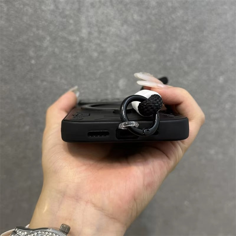 Luxury Apple iPhone Case, MagSafe Compatible, Camera Lens & Screen Protection, Ultra Thin, Shockproof, Magnetic Full All Around Cover – Stand Holder Case with Lens Guard, Wristband & Lanyard Strap