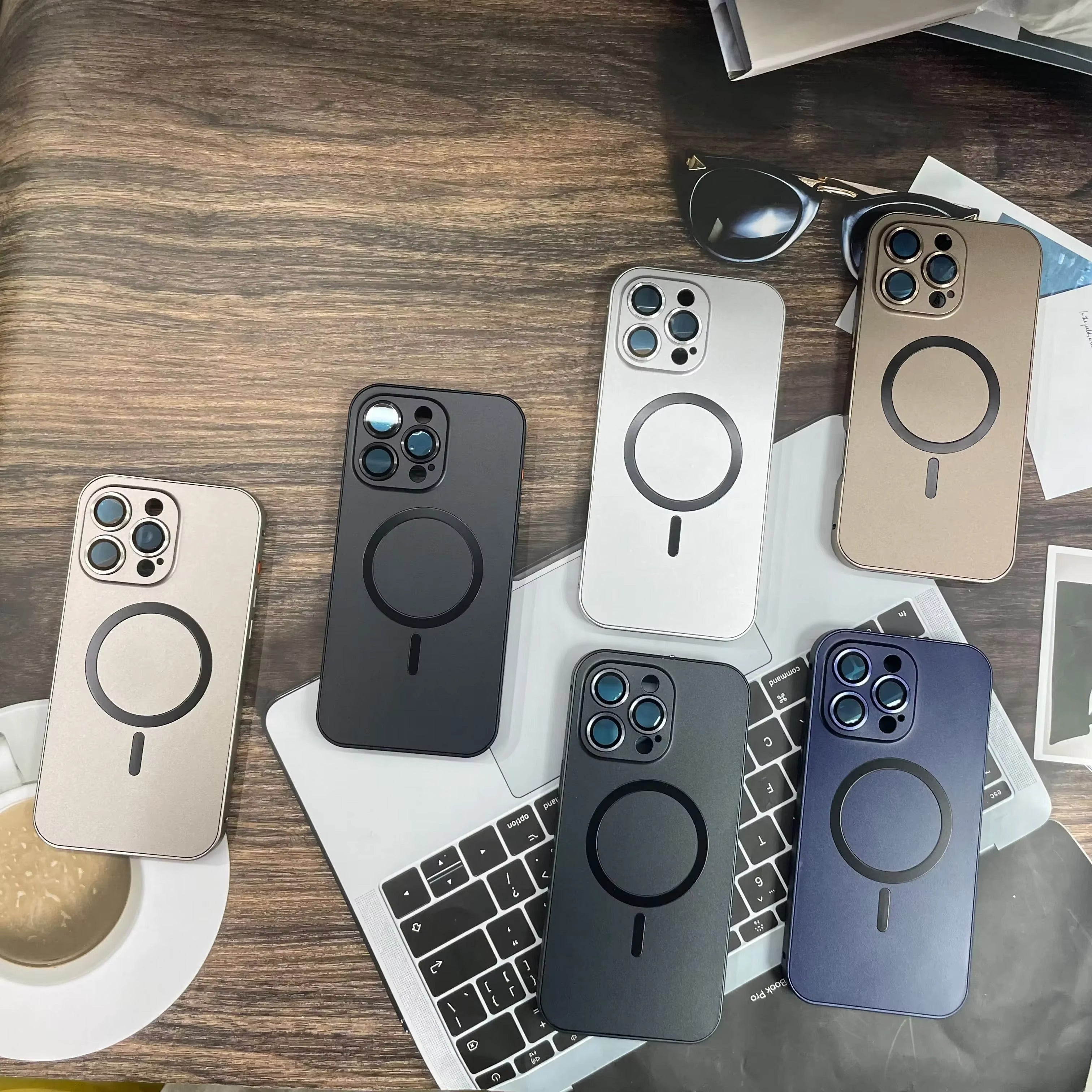 Premium Apple iPhone Case, MagSafe Compatible, Camera Lens & Screen Protection, Ultra Thin, Shockproof, Magnetic Full All Around Cover – Aluminum Metal Frame Case with Hard PC Back for Stylish Impact Protection