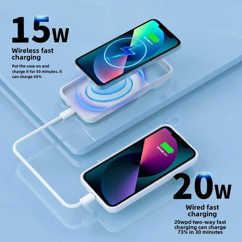 High Quality Apple iPhone Case MagSafe Compatible, Camera Lens & Screen Protection, Ultra Thin Shockproof Magnetic Full All Around Protection Cover with 5000mAh 10000mAh Power Bank