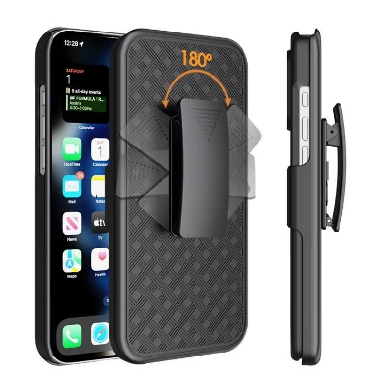 Robust Apple iPhone Case, MagSafe Compatible, Camera Lens & Screen Protection, Ultra Thin, Shockproof, Magnetic Full All Around Cover – Hybrid Defender Holster Case with Belt Clip for Rugged Daily Protection
