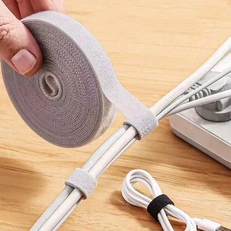Premium, 1/5M Cable Organizer Tape – Wire Management Winder, Reusable Ties, Protector for iPhone, Headphones, Mouse, Charging