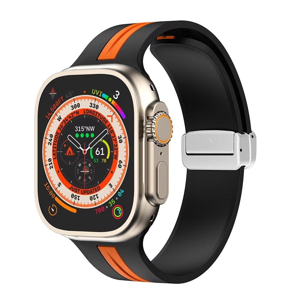 Magnetic Silicone Smartwatch Strap – Breathable Replacement Band with Snap Closure, Compatible with 38mm to 49mm Watches