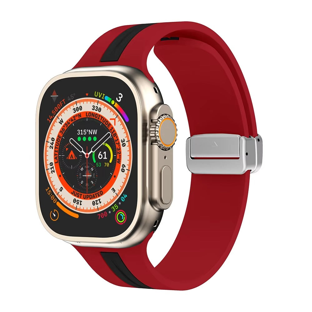 Magnetic Silicone Smartwatch Strap – Breathable Replacement Band with Snap Closure, Compatible with 38mm to 49mm Watches