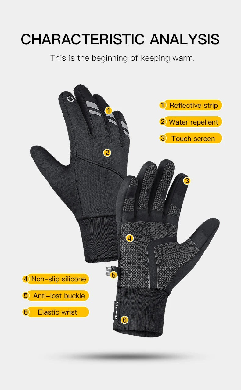High Performance Winter Cycling Gloves – Waterproof Touchscreen Thermal Gloves, Windproof, Anti-Slip Grip, 3M Insulated, Unisex Sports Riding Gloves S-XL